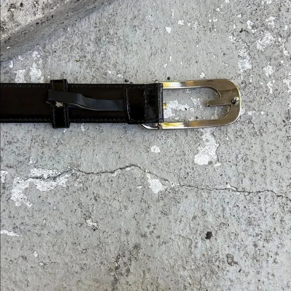 Gucci, vintage black leather skinny belt